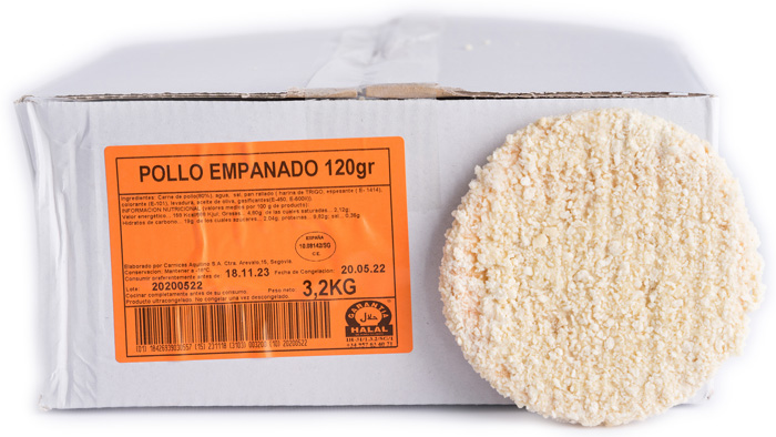 BURGUER POLLO EMPANADO AQUILINO 120 GR 26UD